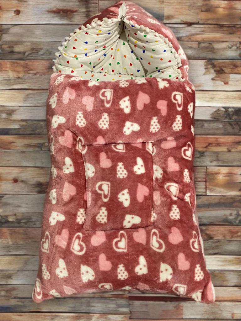 Me & Mom – BlueHearts Velvet Baby Carry Nest | Soft, Warm & Adorable Design